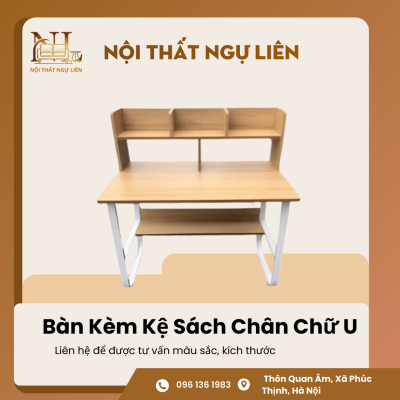 Bàn Kèm Kệ Sách Chân Chữ U