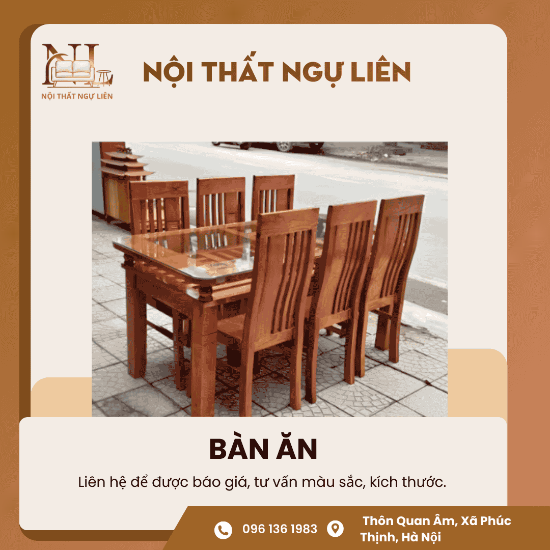 Bàn ăn gỗ xoan ta Nội Thất Ngự Liên Bàn Ăn Gỗ Xoan Ta 2