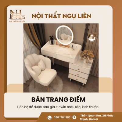 Bàn Trang Điểm Nhập Khẩu Mặt Vân Đá Cạnh Vuông 1
