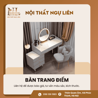 Bàn Trang Điểm Nhập Khẩu Mặt Vân Đá Cạnh Vuông 2