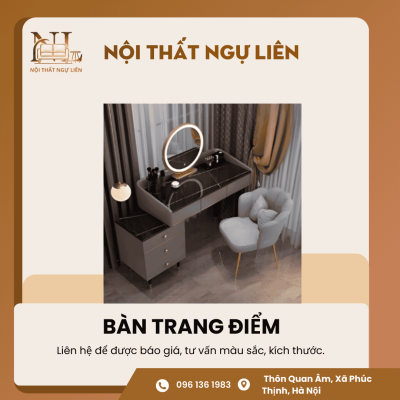 Bàn Trang Điểm Nhập Khẩu Mặt Vân Đá Cạnh Vuông 3