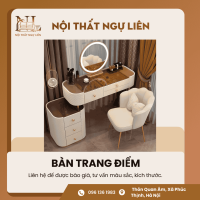Bàn Trang Điểm Nhập Khẩu Kèm Ghế và Đèn LED 4