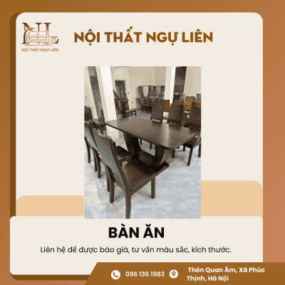 Bộ bàn ăn 6 ghế gỗ sồi màu óc chó