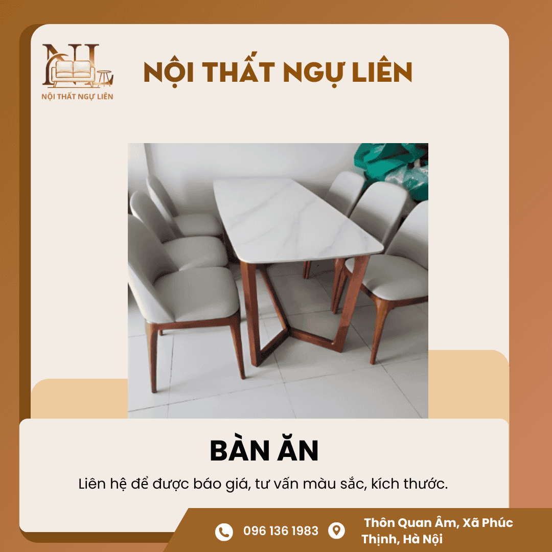 Bộ bàn ăn đá thiết kế Nội Thất Ngự Liên (4) Bộ bàn ăn đá thiết kế 2