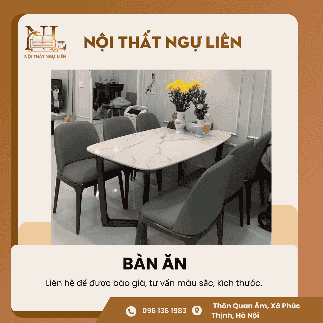 Bộ bàn ăn đá thiết kế Nội Thất Ngự Liên Bộ bàn ăn đá thiết kế