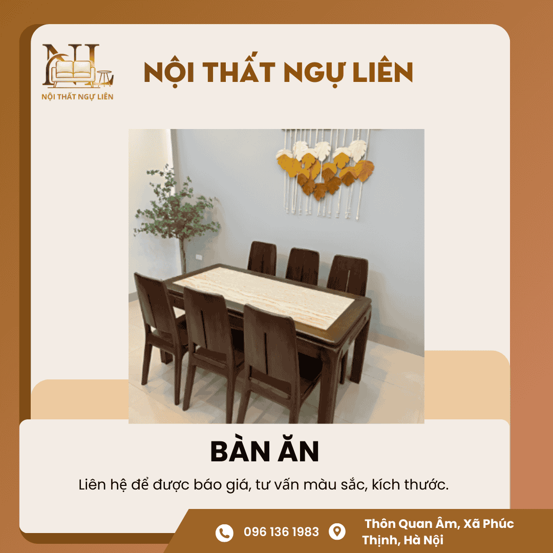 Bộ bàn ăn gỗ sồi Nội Thất Ngự Liên (1) Bộ bàn ăn gỗ sồi 1