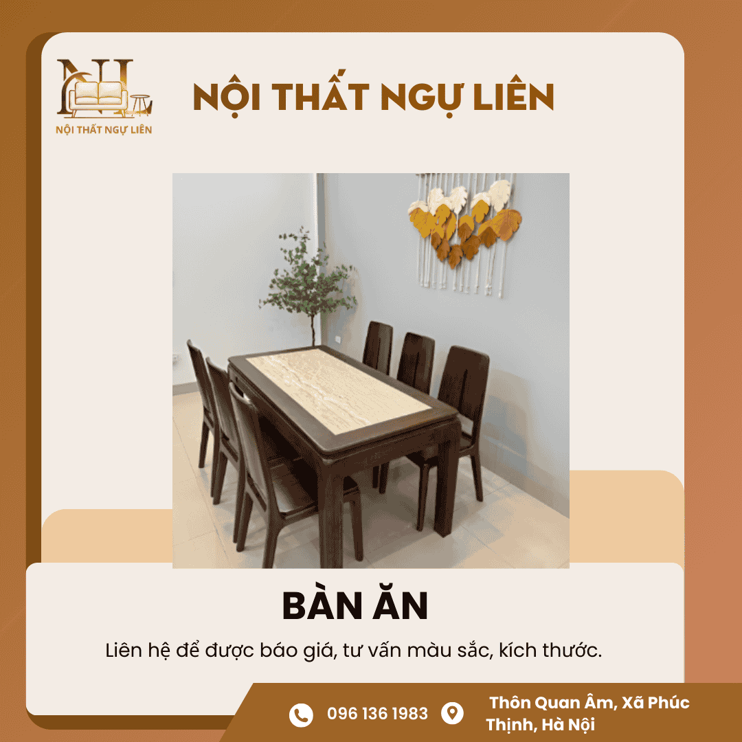 Bộ bàn ăn gỗ sồi Nội Thất Ngự Liên (2) Bộ bàn ăn gỗ sồi 2