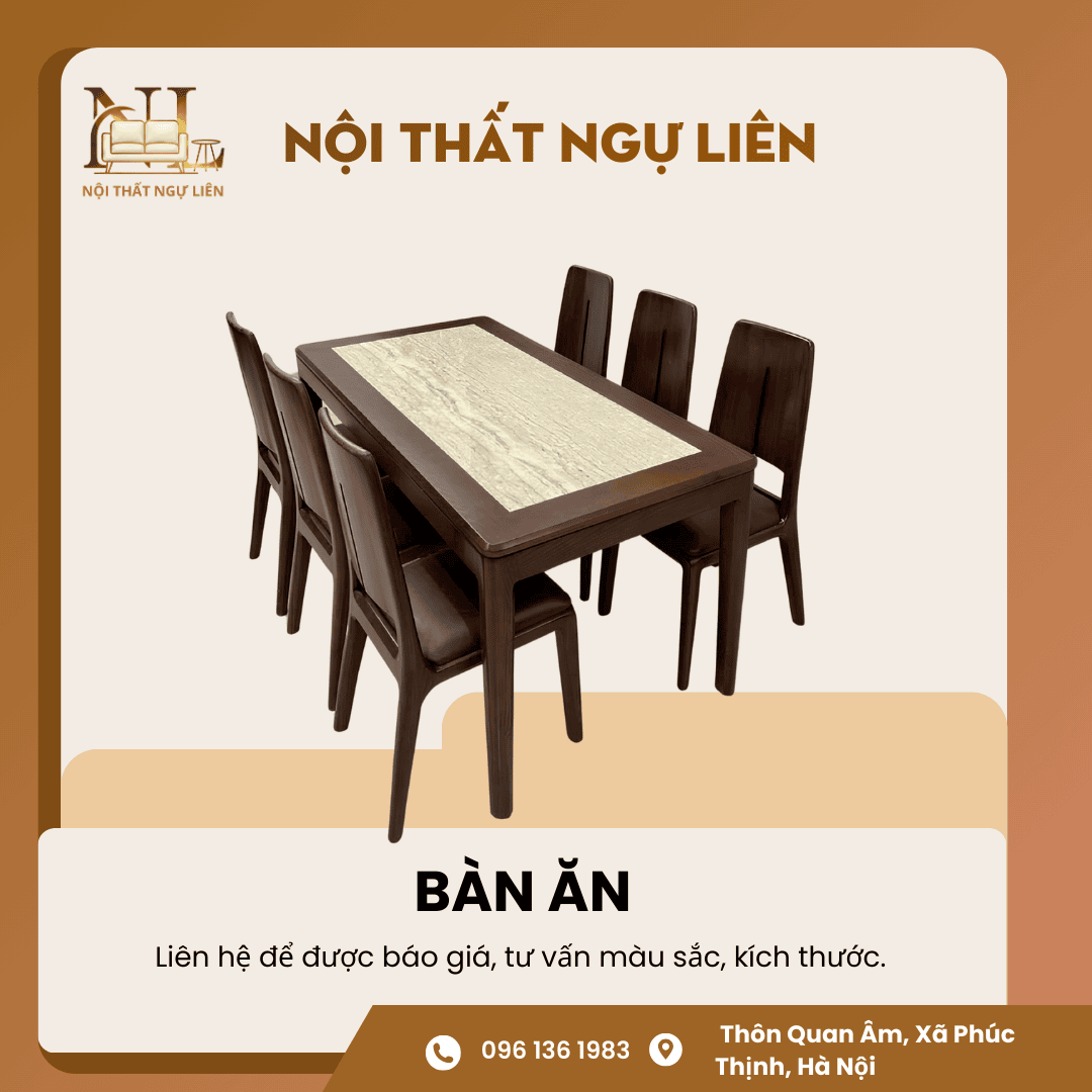 Bộ bàn ăn gỗ sồi Nội Thất Ngự Liên Bộ bàn ăn gỗ sồi